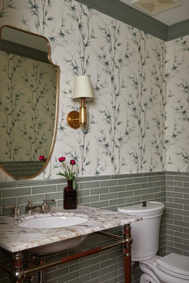 Pillement House - Farmhouse - Powder Room - Chicago - by Laura Design ...