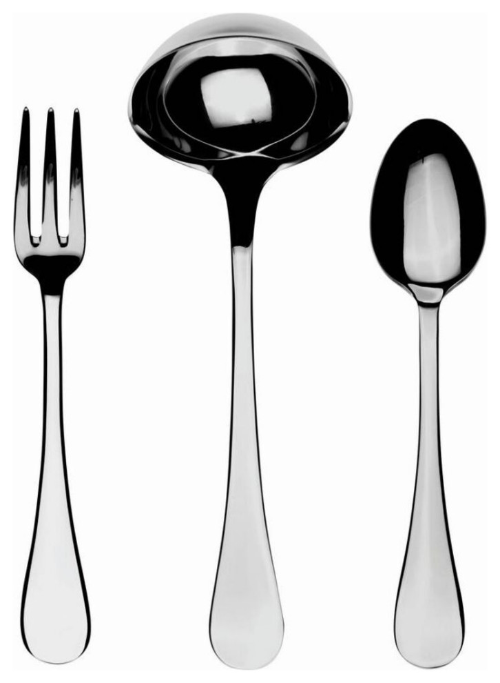 Mepra 3 Pieces Serving Set Brescia Fork Spoon and Ladle