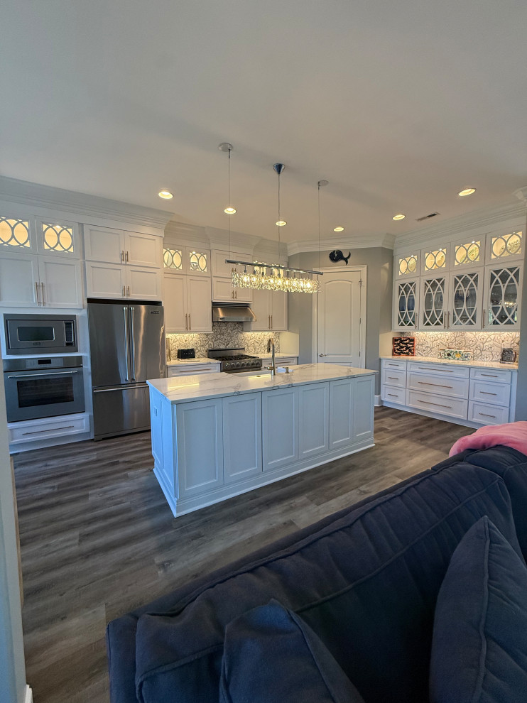 Bright White Kitchen Remodel with Large Island