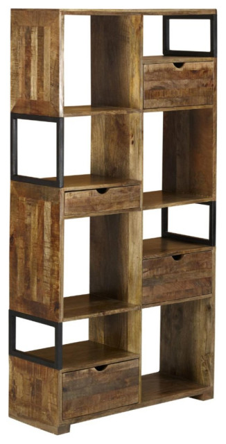 72" Tall Office Rustic Industrial Cabinet 4 Drawer 8 Shelves Display Bookcase