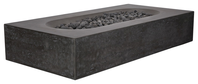 Pyromania Alchemy Concrete Fire Pit Table, 60"x30", Charcoal, Natural Gas