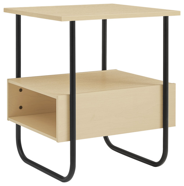 Rivo 18.5" Light Maple Rectangle End Table Open Shelf Bottom