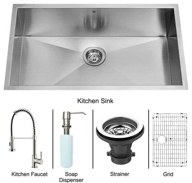VIGO All-in-One 32-inch Stainless Steel Undermount Kitchen Sink and Edison Stain