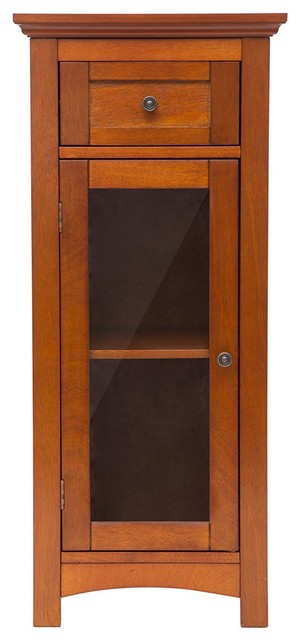 Floor Cabinet Mdf Tempered Glass Door And Drawer Transitional