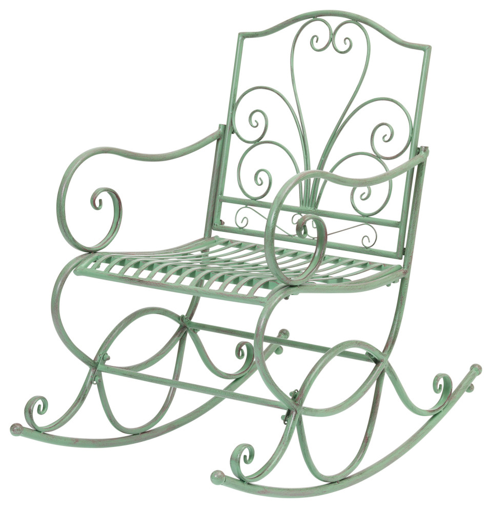 35.8"H Antique Green Metal Rocking Chair - Traditional - Outdoor Rocking  Chairs - by Gerson Company | Houzz