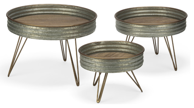 Industrial Round Metal Risers Set Of 3 Farmhouse Dessert And Cake Stands By Tripar International Inc