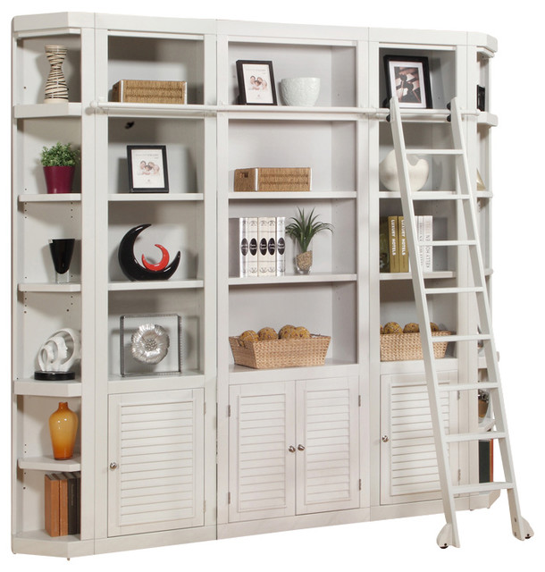 boca 5-piece library bookcase wall unit, cottage white finish boca 5-piece library bookcase wall unit, cottage white finish