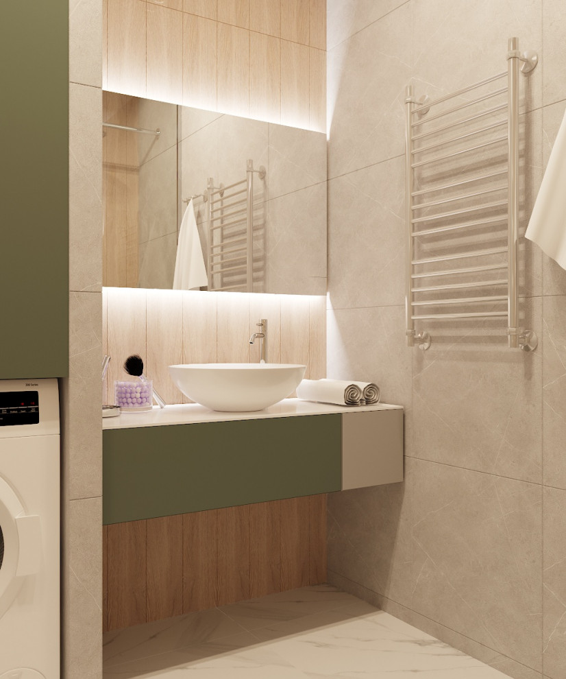 Интерьер ванной комнаты в ЖК "Притяжение"