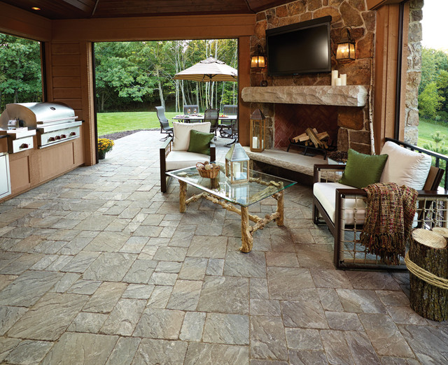 Inside Out Outdoor Kitchen And Living Room Rustic Sunroom