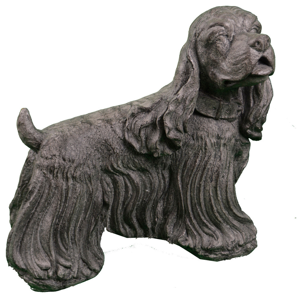 working cocker spaniel garden statue