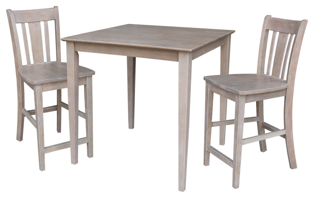 36X36 Counter Height Dining Table With 2 San Remo Counter Height Stools - Farmhouse - Indoor Pub ...