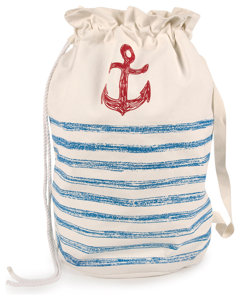 Anchor Stripe Sketch Laundry Bag 25"x26"