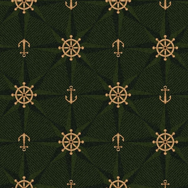 8' Round Custom Area Rug Mariners Tale, Nylon Stainmaster Carpet, Emerald