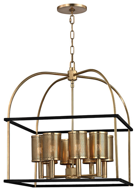 Vestal 8-Light Linear Chandelier, Aged Brass