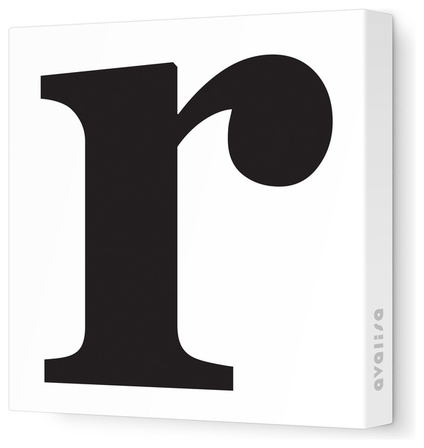Letter - Lower Case 'r' Stretched Wall Art, 18" x 18", Black