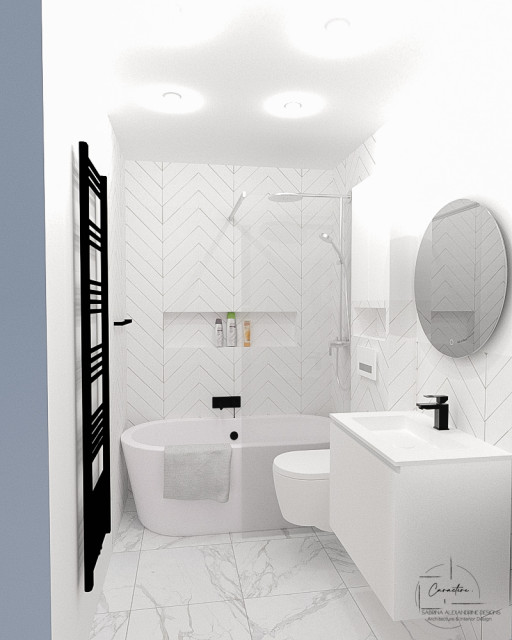 TACLET - Conseil d'am&eacute;nagement d'un studio de 50+m2 contemporaneo-cuarto-de-bano