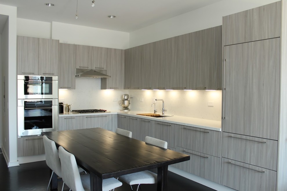 Example of a transitional home design design in Chicago