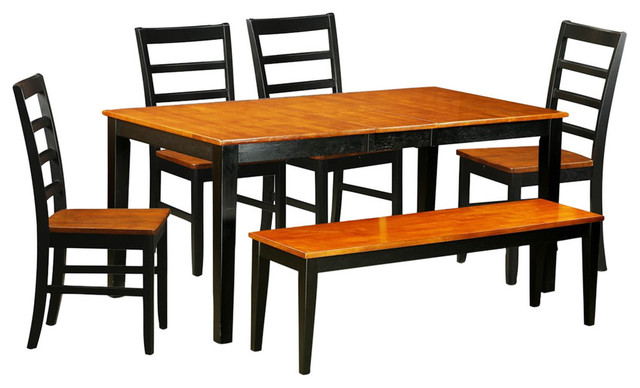 6 Piece Dining Room Set With Kitchen Tables And 4 Wood Chairs Plus