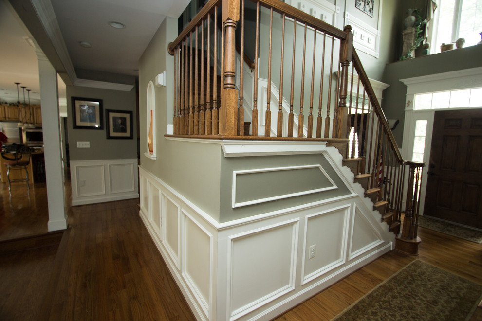 Design ideas for a large contemporary wood l-shaped staircase in DC Metro with wood risers.