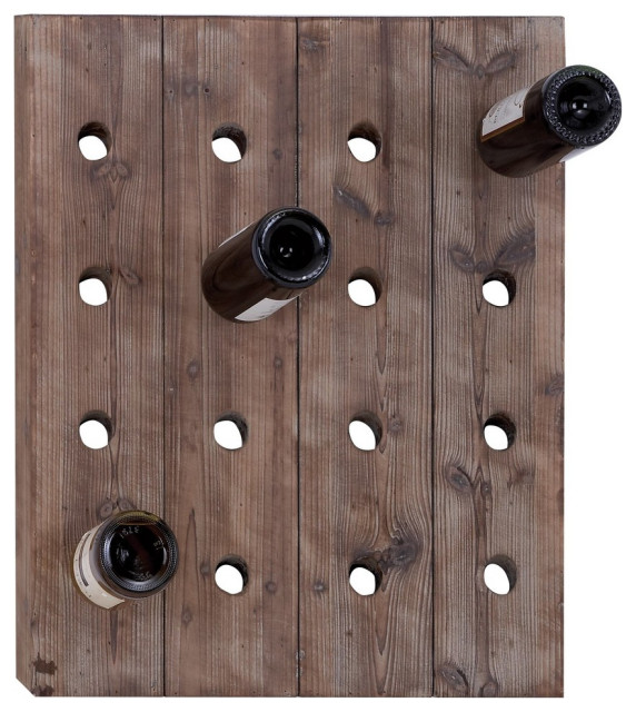 Rustic Brown Wood Wall Wine Rack 55414