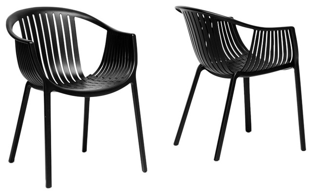 Grafton Black Plastic Stackable Modern Dining Chairs Set Of 2 Grafton Black Plastic Stackable Modern Dining Chairs Set Of 2