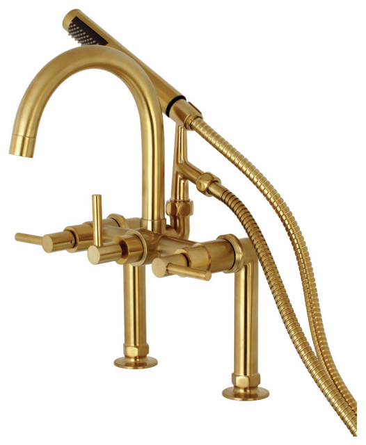 Kingston Brass AE810.DL Concord Deck Mounted Clawfoot Tub Filler - Brushed
