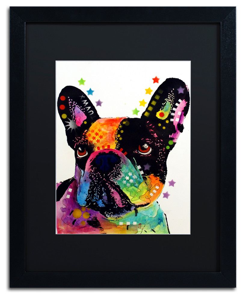 Dean Russo 'French Bulldog' Framed Art, Black Frame, 16"x20", Black Matte