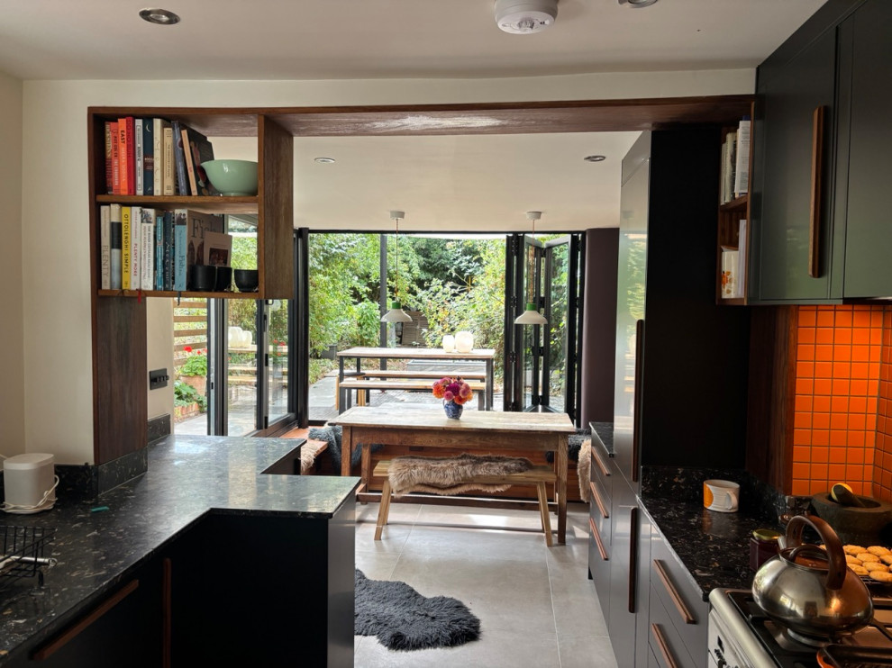 Kitchen Conversion with Bifolding windows and bench seating