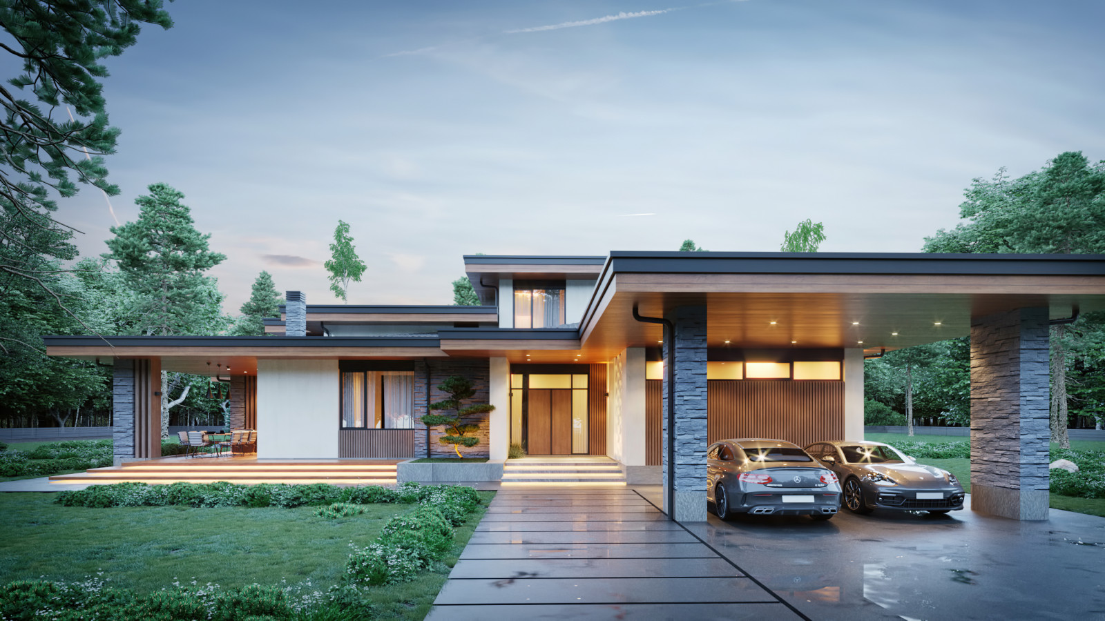 Проект индивидуального жилого дома и бани в КП "Руза Фэмили Парк"