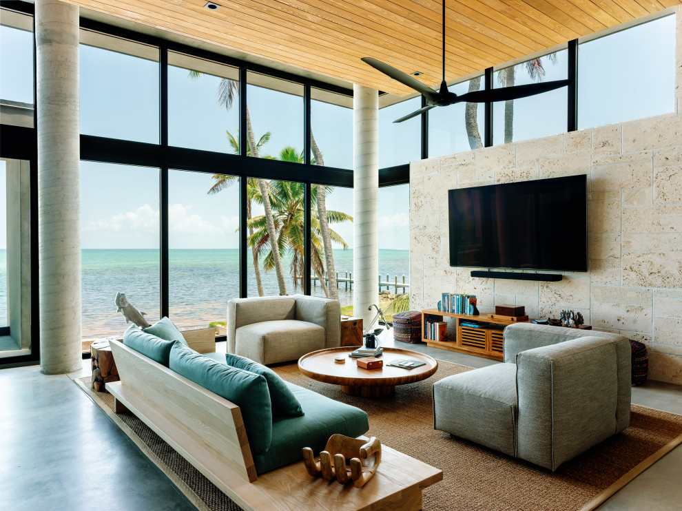 This is an example of a beach style living room in Austin.