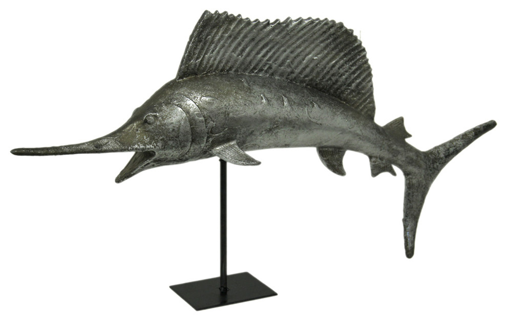 Resin Swordfish With Stand Beach Style Decorative Objects And