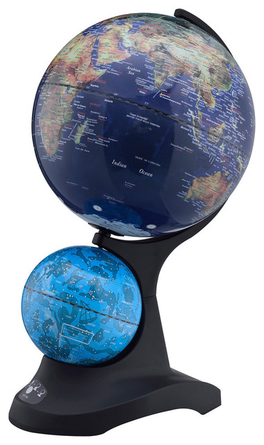 17.5, Dual Globe With Constellation On Black Acrylic Base