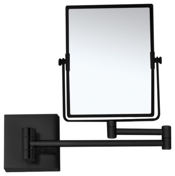 Matte Black Double Face 5x Wall Mounted, Lighted Vanity Makeup Mirror Wall Mounted