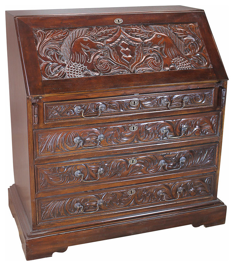 Unicorn Drop Front Writing Desk Traditional Desks And Hutches