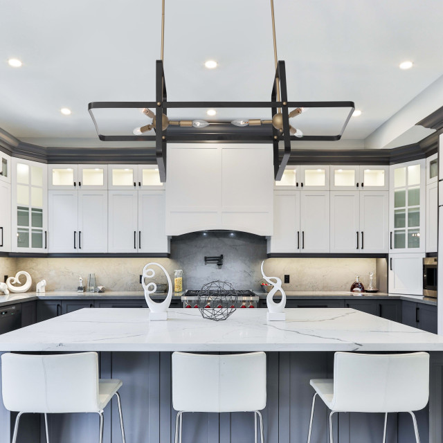 6 Light Kitchen Island Linear Pendant - Industrial - Kitchen Island ...