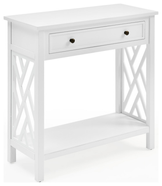 Coventry 32" Wood Entryway/Console/Sofa Table, Drawer and Shelf, Gray Transitional Console