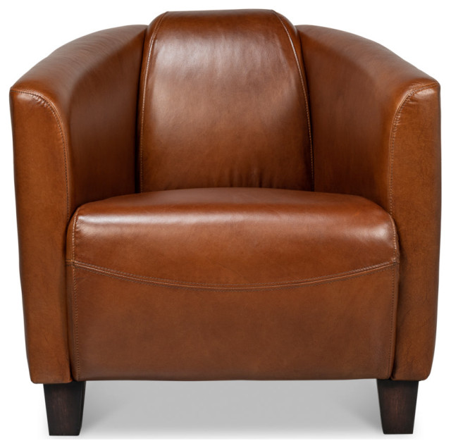 Mandy Arm Chair Retro Style Leather Club Chair Contemporary