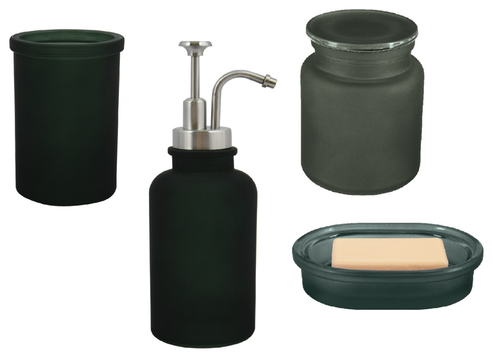 4-Piece Countertop Accessories Set Spirella Yoko Misty Green Glass -  Contemporary - Bathroom Accessory Sets - by PRESENT USA Company | Houzz