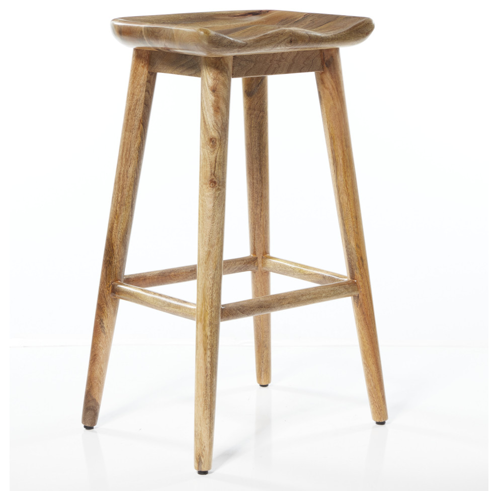 Contemporary Brown Wood Bar Stool 80609 Midcentury Bar Stools And