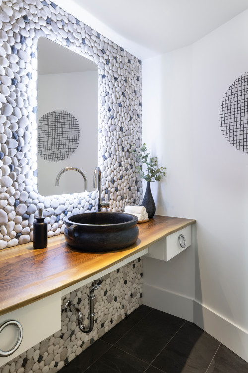 Contemporary Elegance with Pebble Backsplash