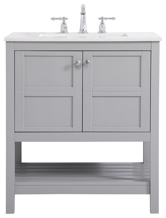 30" Single Bathroom Vanity In Gray Traditional Vanity Tops And Side Splashes by