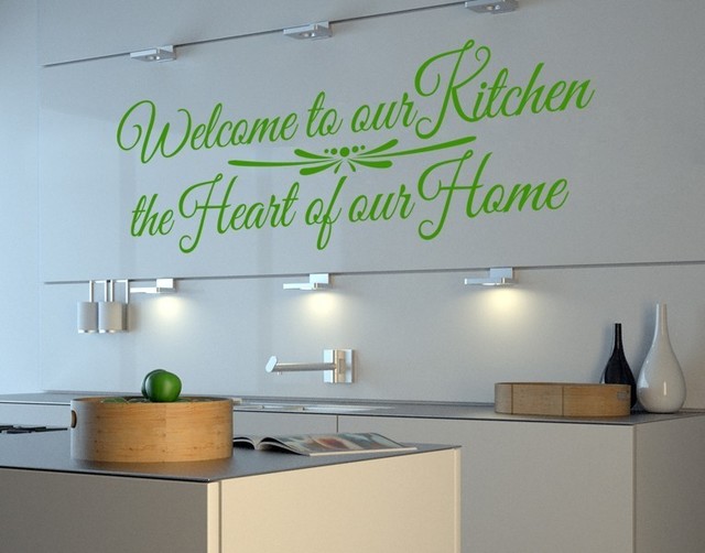 Welcome To Our Kitchen Kitchen Wall Decals Sticker Mural Vinyl Art Home Decor Contemporary Wall Decals By Style And Apply Houzz
