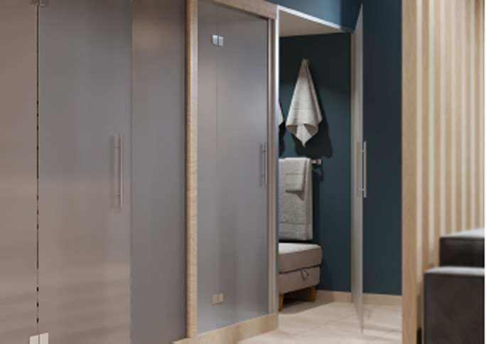 Дизайн проект загородного дома - 1 этаж - зона сауны и комнаты отдыха с баром