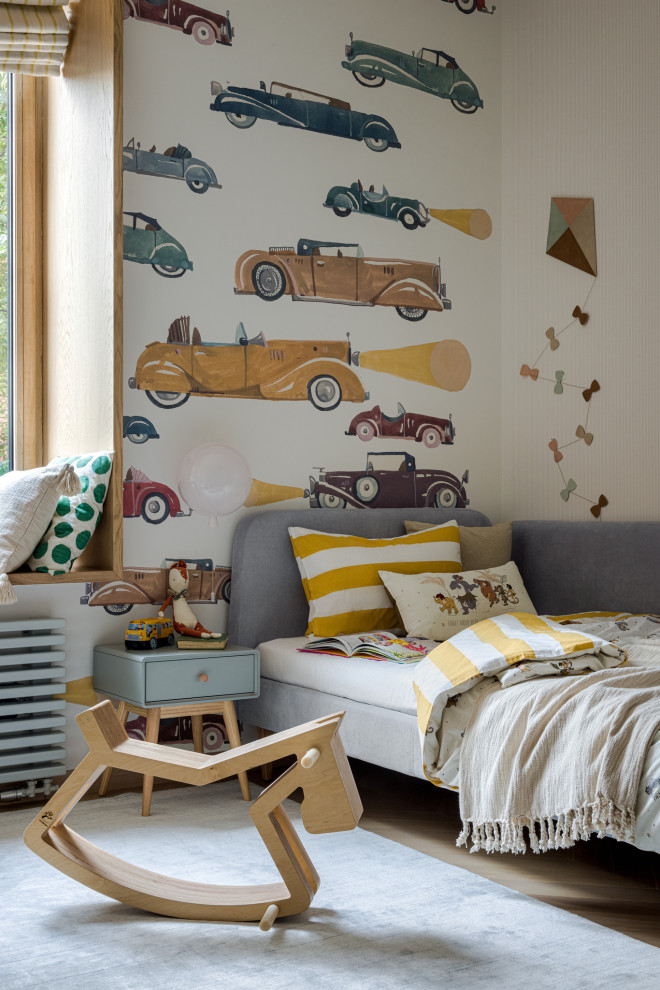 Design ideas for a large contemporary kids' bedroom in Moscow.