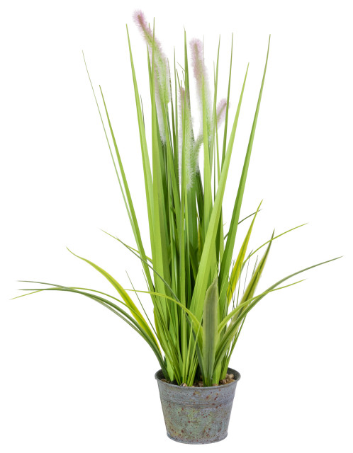 24" Artificial Green Onion Grass in Pot