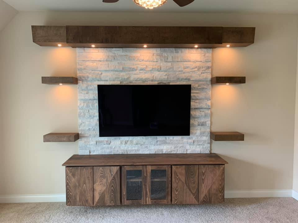 MidCentury Modern Stone Wall Unit | Design and Build