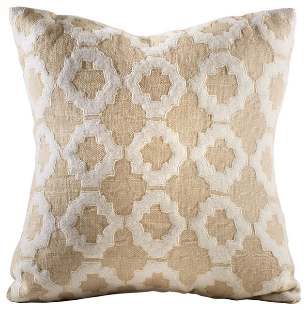 Aurora Felt Applique On Linen Pillow Cover Contemporary