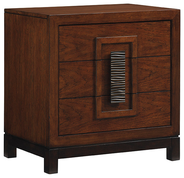 Tommy Bahama Home Island Fusion Isabela Nightstand, Dark Walnut Transitional Nightstands And