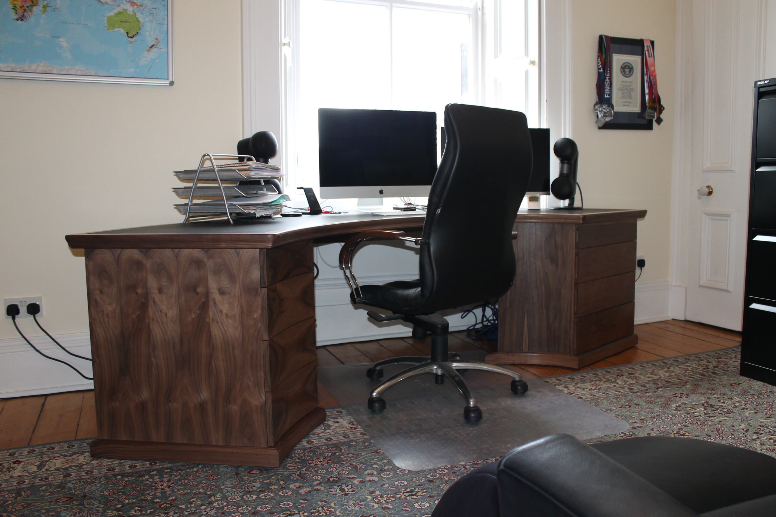 Walnut curved desk