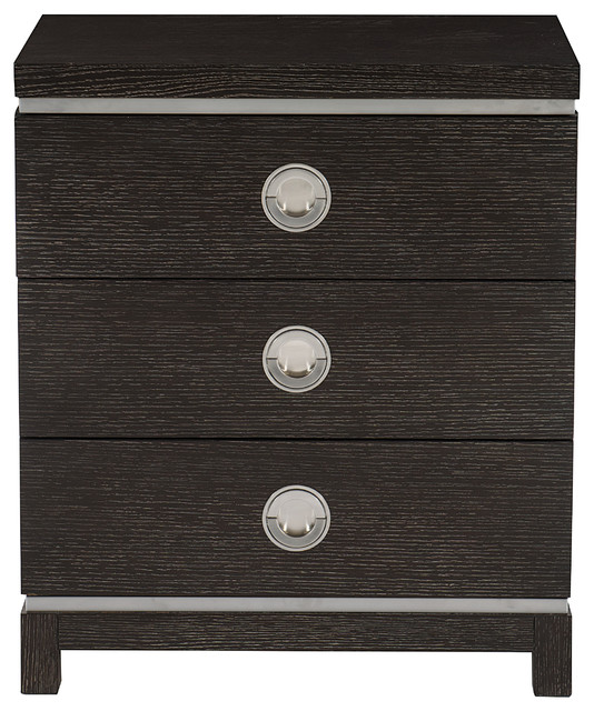 Bernhardt Decorage Nightstand, Cerused Mink/Silver Mist Transitional